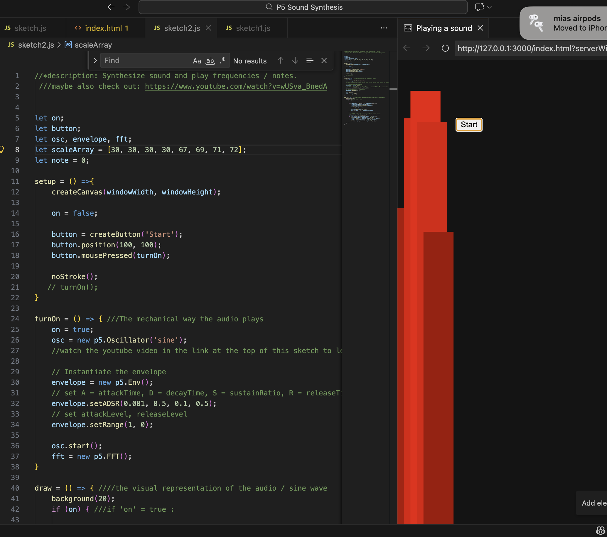 Visualization according to audio with adjusted spectrum numbers